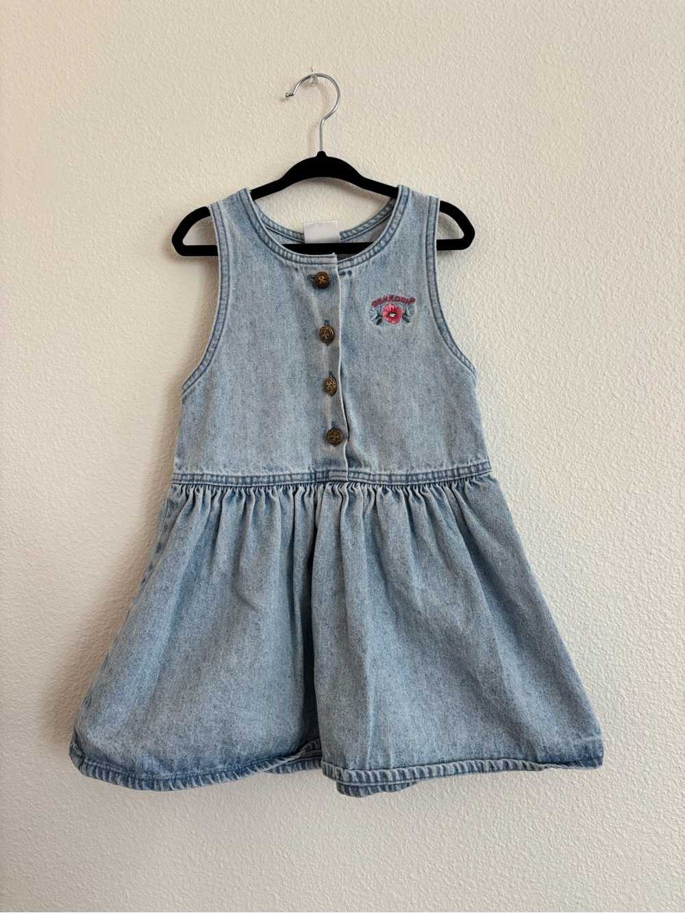 vintage Oshkosh light-wash denim toddler jumper dress size 3T